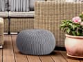 Miniatyrbild 2 av 5: POUF Ø 55 cm Sittpall pouf set stickning kudde hållbar silvergrå