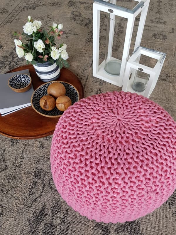 Sittpuff Stickpall Ø 55 cm Terrass Pool Trädgård Hållbar – rosa
