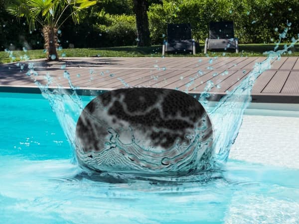 Seat Puff stickad Pall Ø 55 cm Premium Terrass Pool Trädgård- Svart