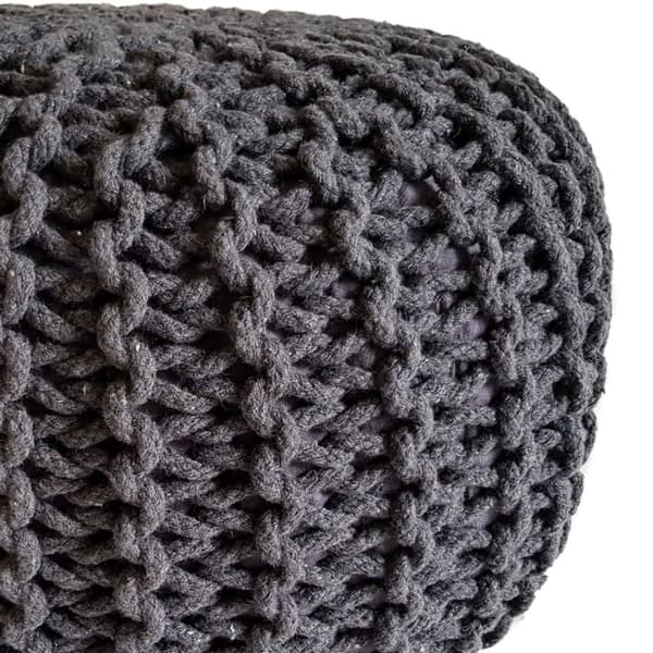 Stickpall pouf Ø 45 cm sittplats puffstol stickgolv kudde – grå