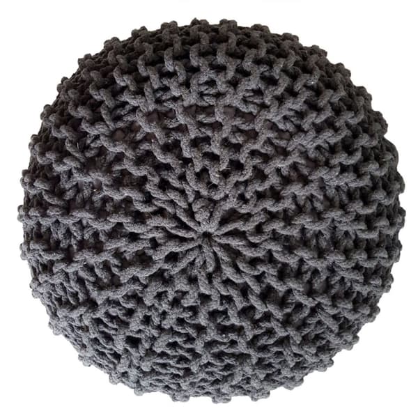 Stickpall pouf Ø 45 cm sittplats puffstol stickgolv kudde – grå