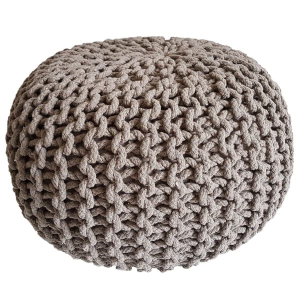 Stickpall pouf Ø 45 cm sittplats stickgolv kudde höjd 30 cm- beige