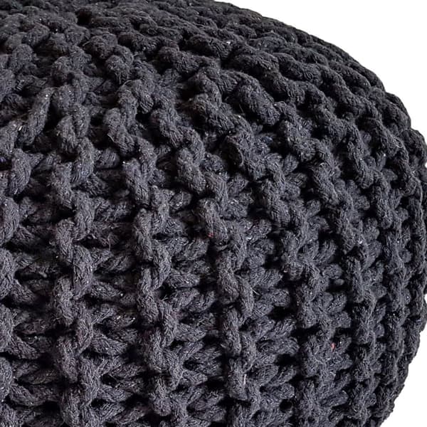 45 cm sittplats puffstol puff grovt-stickad golv kudde – Antracit