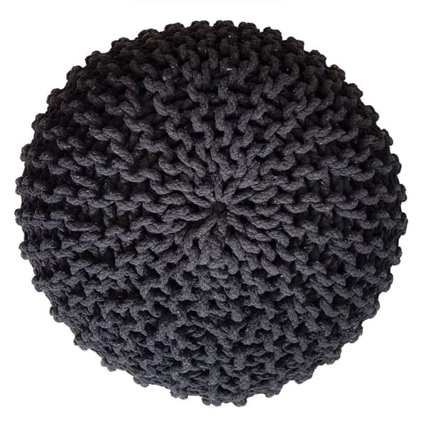 45 cm sittplats puffstol puff grovt-stickad golv kudde – Antracit