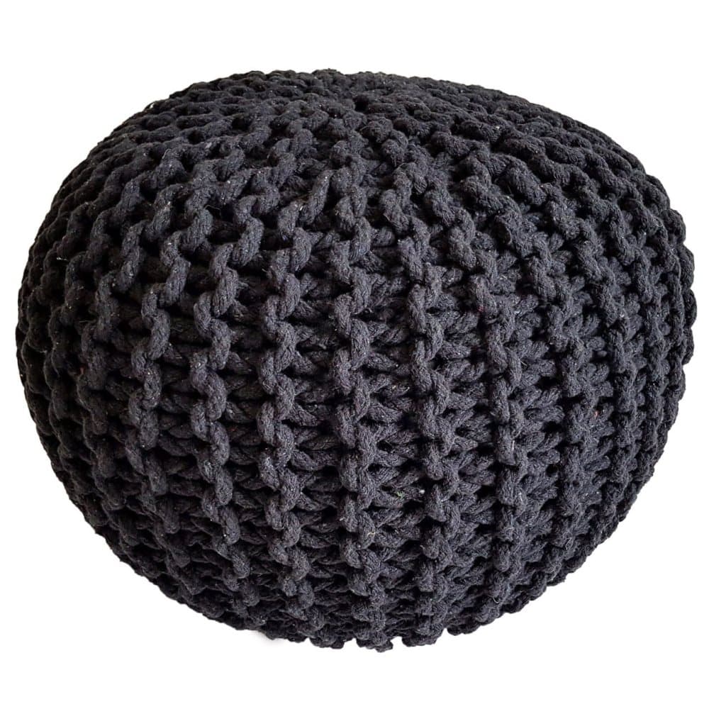 45 cm sittplats puffstol puff grovt-stickad golv kudde - Antracit