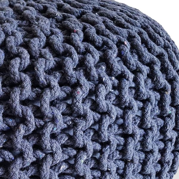 Stickpall pouf Ø 45 cm sittplats puffstol puff grovt-stickad – blå