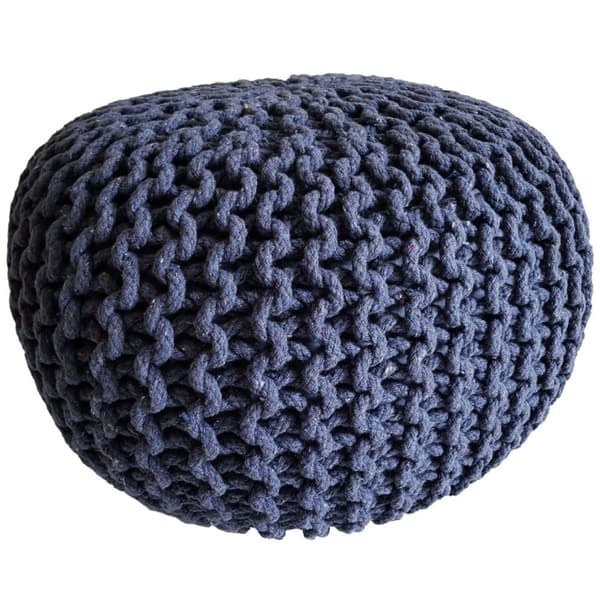 Stickpall pouf Ø 45 cm sittplats puffstol puff grovt-stickad – blå
