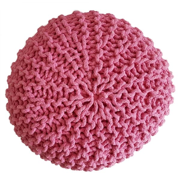 Stickpall pouf Ø 45 cm sittplats puffstol golv kudde – rosa