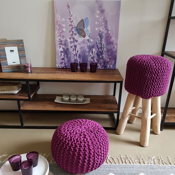 Stickpall pouf Ø 45 cm puffstol puff stickgolv kudde höjd 30 cm