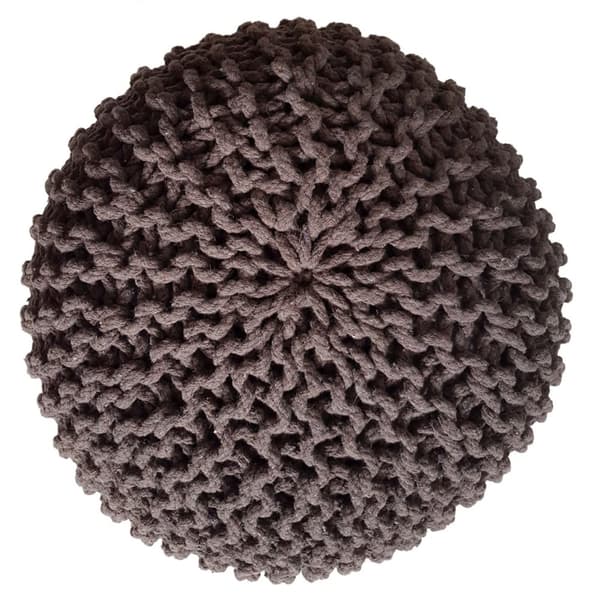 Stickpall pouf Ø 45 cm sittplats puffstol grovt-stickad – brun
