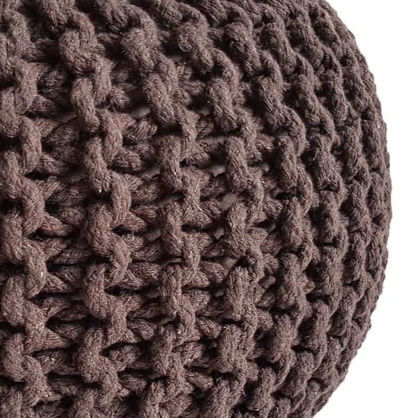 Stickpall pouf Ø 45 cm sittplats puffstol grovt-stickad – brun