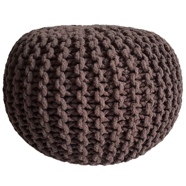 Stickpall pouf Ø 45 cm sittplats puffstol grovt-stickad – brun