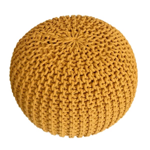 POUF Ø 55 cm Knitting Stool golv kudde hållbar grovt stickad look