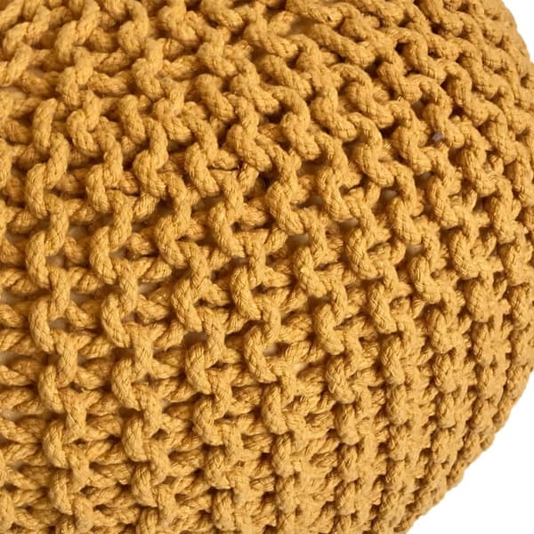 POUF Ø 55 cm Knitting Stool golv kudde hållbar grovt stickad look