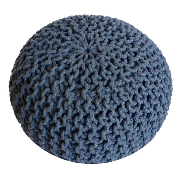 POUF Ø 55 cm Knitting Stool golv kudde hållbar grovt blå