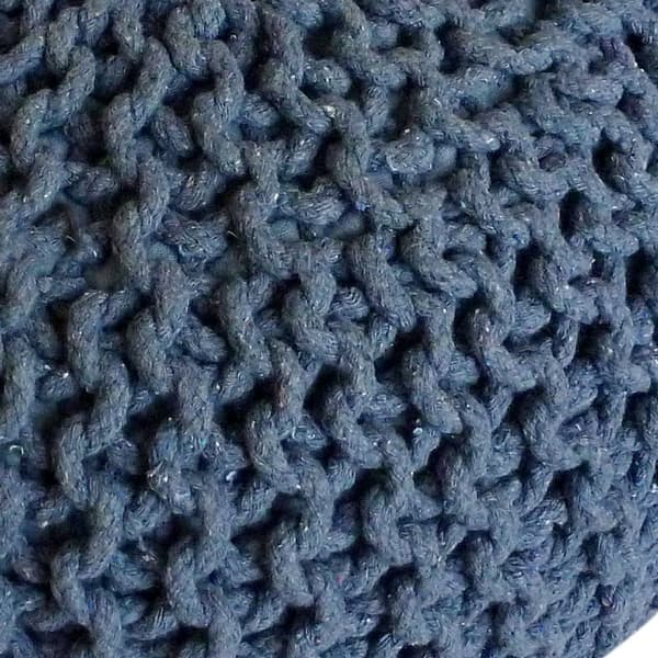 POUF Ø 55 cm Knitting Stool golv kudde hållbar grovt blå