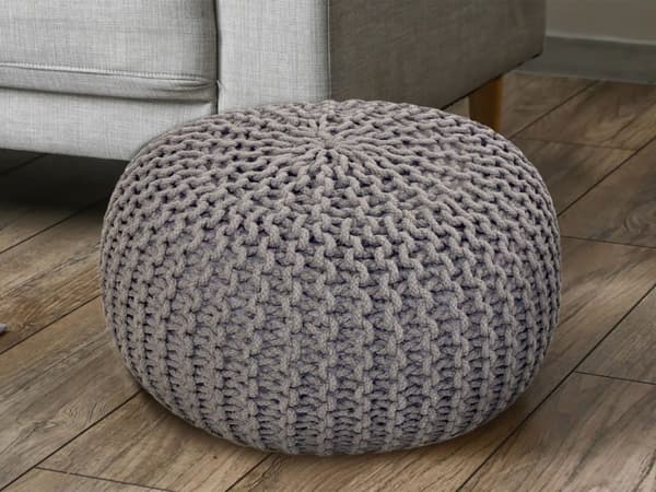 POUF 55 cm Knitting Stool golv kudde hållbar grå