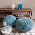 Miniatyrbild 5 av 5: Stickad pall pouf Ø 45 cm sittplats puffstol grovt