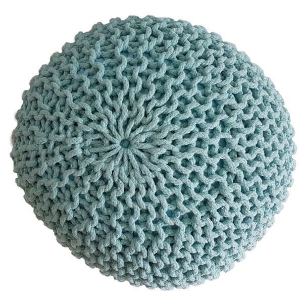 Stickad pall pouf Ø 45 cm sittplats puffstol grovt