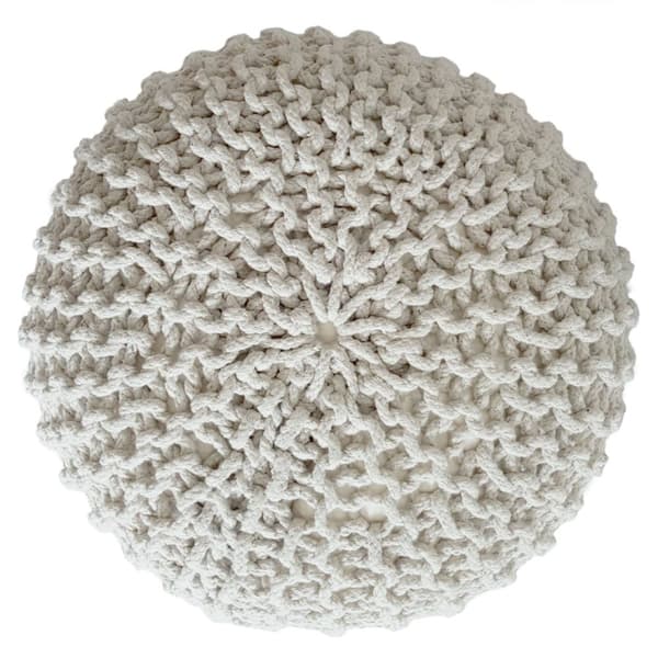 Stickad pall pouf Ø 45 cm sittplats grovt-stickad kudde höjd 30 cm