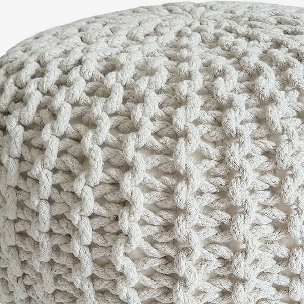 Stickad pall pouf Ø 45 cm sittplats grovt-stickad kudde höjd 30 cm
