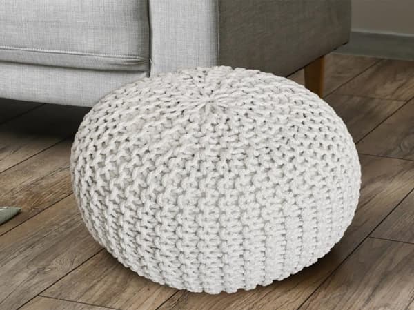 stickad Puff Ø 55 cm Knitting Stool sittplatser pouf grovt look extra
