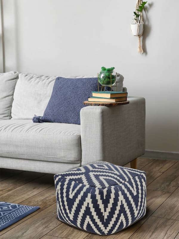 Sittkub fotpall 55x37x55 CM POUF – marinblå