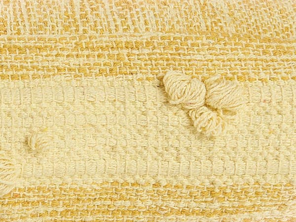 Lattiatyyny keltainen 60 x 12 x 60 cm puuvilla neliö tupsureuna