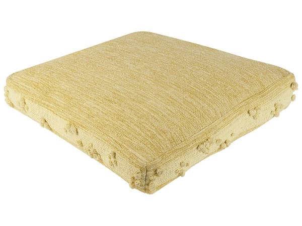 Lattiatyyny keltainen 60 x 12 x 60 cm puuvilla neliö tupsureuna