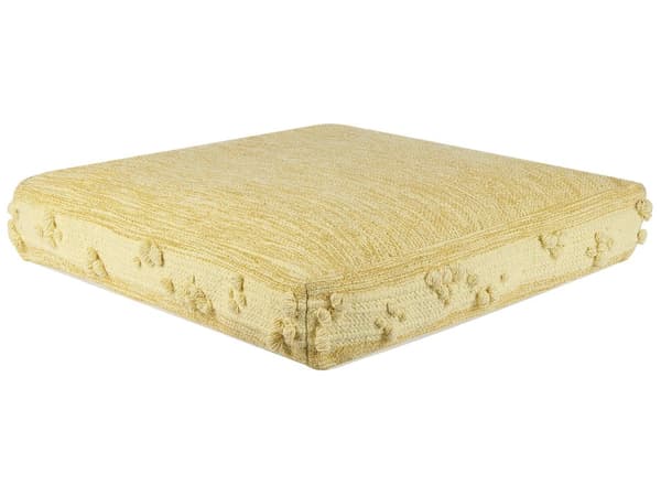 Golvkudde Gul Bomull 60 x 60 x 12 cm Puff Ottoman Dekorativ Accentdel Boho Stil
