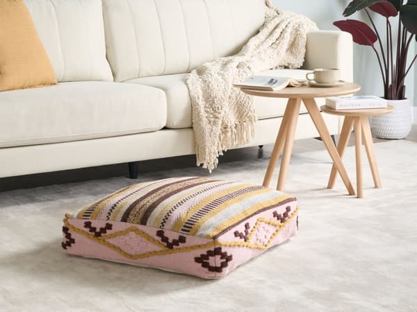 Gulvpude Multifarvet 60 x 60 x 12 cm Skammel Boho i Bomuld