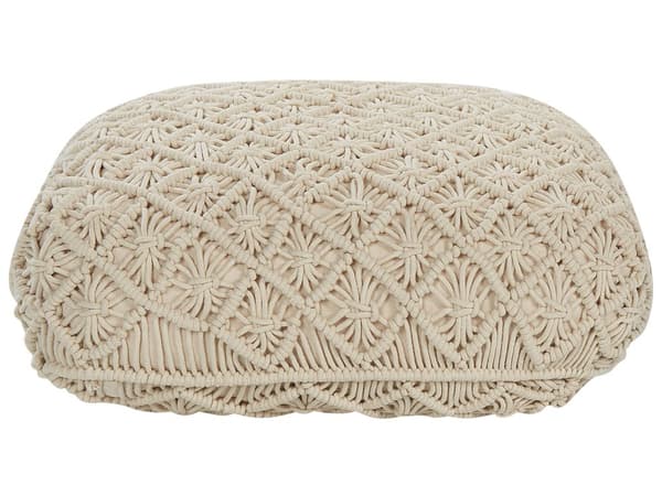 Rahi beige puuvilla 50 x 50 x 20 cm makramee-punos neliskulmainen moderni boho-tyyli