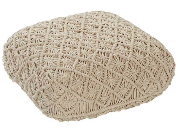 Sittkudde Beige Bomull 50 x 50 x 20 cm Makramemönster Fyrkantig Tyg Sittpuff