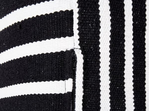 Gulvpute Puff Svart Hvit Bomull 50 x 50 x 20 cm Stripete Mønster Firkantet Stoff Sittepuff