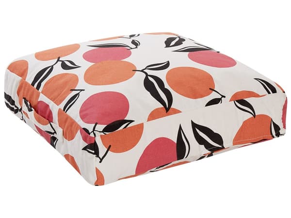 Gulvpute Flerfarget Bomull 50 x 50 x 20 cm Fruktmønster Håndtak Sitteplass Puff Dekorativ Innredning