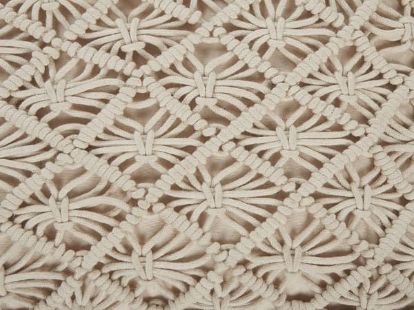 Gulvpute Beige Bomull 50 x 50 x 20 cm Makramé Sitteplass Puff Dekorativ Innredning Boho