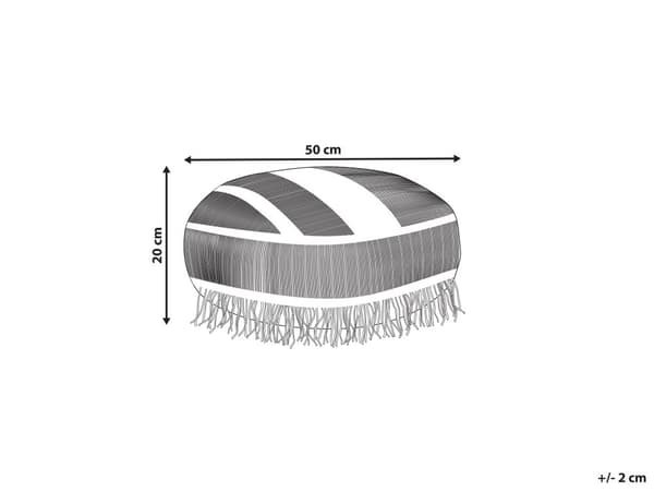 Gulvpute Hvit Bomull ø 50 cm Frynser Fluffy Sitteplass Puff Dekorativ Innredning Boho