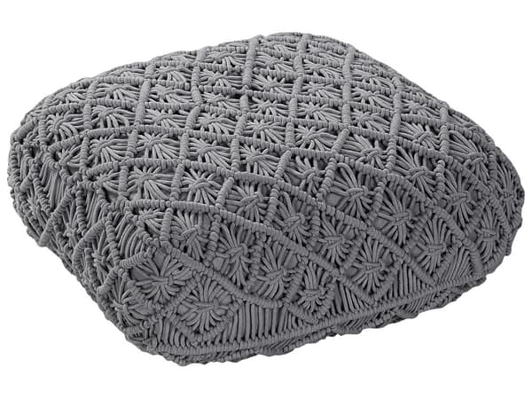 Gulvpute Grå Bomull 50 x 50 x 20 cm Makramé Sitteplass Puff Dekorativ Innredning Boho