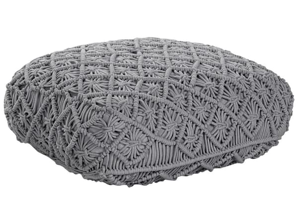 Gulvpute Grå Bomull 50 x 50 x 20 cm Makramé Sitteplass Puff Dekorativ Innredning Boho