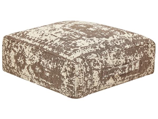 Lattiatyyny beige/ruskea puuvilla 50 x 50 x 20 cm abstrakti kuviointi rahi