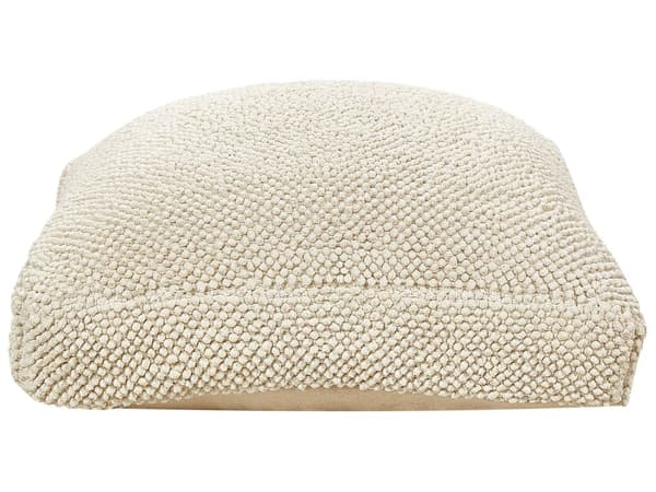 Sittkudde Beige Bomull 70 x 70 x 15 cm Enfärgat Mönster Fyrkantig Sittpuff Tyg Vardagsrum Sovrum