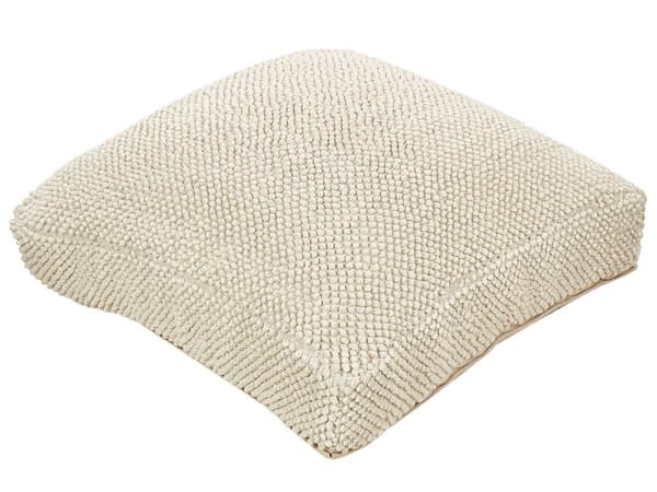 Sittkudde Beige Bomull 70 x 70 x 15 cm Enfärgat Mönster Fyrkantig Sittpuff Tyg Vardagsrum Sovrum