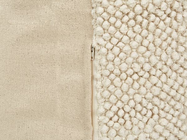 Sittkudde Beige Bomull 70 x 70 x 15 cm Enfärgat Mönster Fyrkantig Sittpuff Tyg Vardagsrum Sovrum
