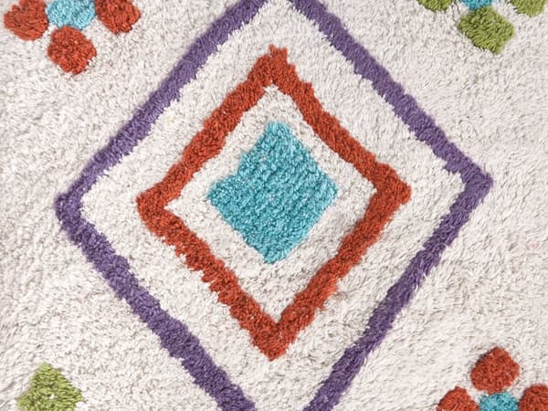 Golvkudde Vit och Mångfärgad Bomull 55 x 55 x 20 cm Geometriskt Mönster Fyrkantigt Tyg Sittpuff