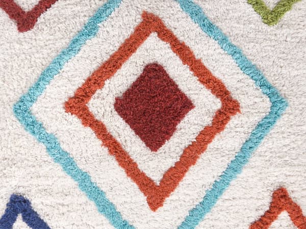 Gulvpute Hvit og Flerfarget Bomull 55 x 55 x 20 cm Geometrisk Mønster Firkantet Stoff Sittepute