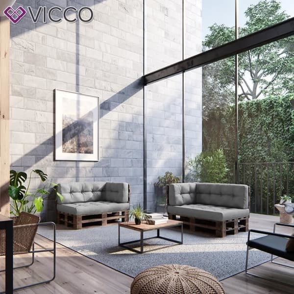 Vicco set kuddar för pallsitsdyna sida rygg grå