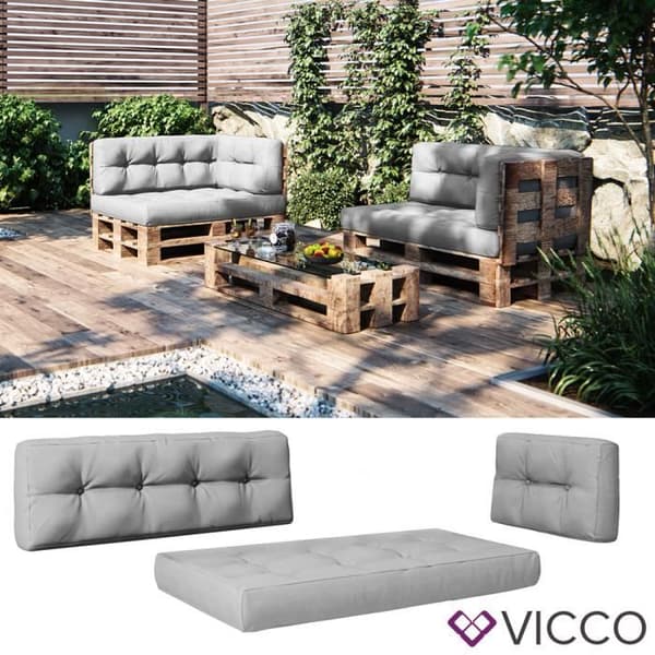 Vicco set kuddar för pallsitsdyna sida rygg grå