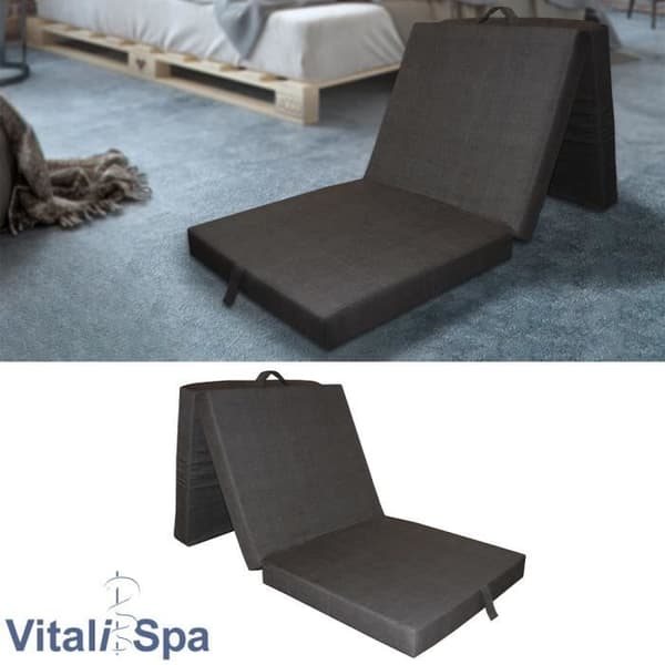 VitaliSpa hopfällbar madrass hopfällbar madrass gästsäng säng solstol madrass resesäng antracit