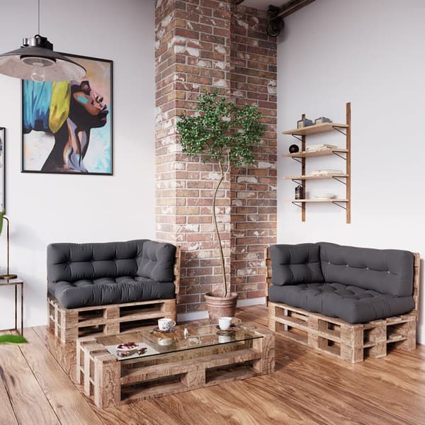 Vicco Flocken palettkuddset, grafit, 120 x 80 cm 3 delar