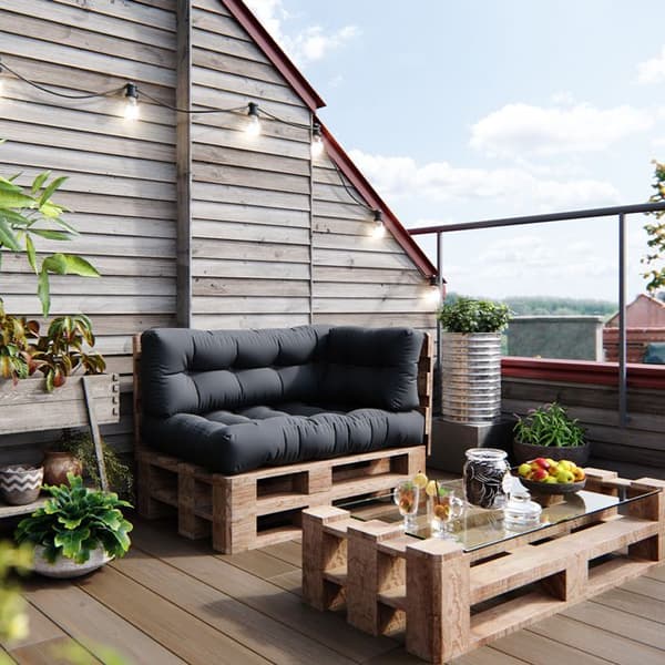 Vicco Flocken palettkuddset, grafit, 120 x 80 cm 3 delar